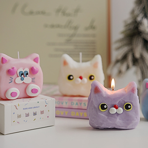 شمعة معطرة يدوية الصنع على شكل قلب وقطة، مصنوعة من مزيج شمع الصويا، هدية للعطلات، ديكور، هدايا تذكارية للزفاف، شموع معطرة - Product Image 5