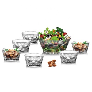 Juego de 7 Tazones para Ensalada de Alta Calidad con Diseño de Diamantes Grabados, Tazón de <span class=keywords><strong>Vidrio</strong></span> para Mezclar y Servir Fruta, 5 y 9 Pulgadas, Cristalería de Cocina, Regalo - Product Image 1