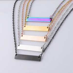Collar de Barra de Acero Inoxidable de 35 mm, Personalizado, Altamente Pulido, con Logotipo Grabado, Chapado en Oro, Horizontal, Moderno, para Mujer - Product Image 2
