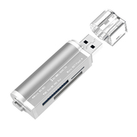 Lector de Tarjetas D2418 SY-662, Lector de Tarjetas de Aluminio Todo en Uno, Adaptador de Lector de Tarjetas de Memoria USB para Micro SD MMC SDHC TF M2