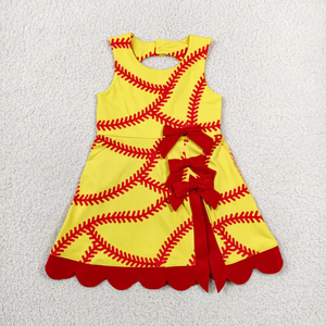 Robe sans manches pour filles, imprimé baseball et softball, bordure festonnée, coupe trapèze, longueur genou, pour le yoga et les jours de match - Product Image 4