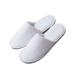 Pantoufles jetables en coton éponge blanches, lavables, personnalisables avec logo, pour hôtels, spas et invités – Vente en gros, luxe à prix abordable - Product Image 4