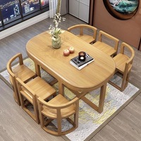 Ensemble de table et chaises de salle à manger ovales en bois massif de style nordique moderne et luxueux, 6 places, meubles de salle à manger et de cuisine, gain de place, designs chinois