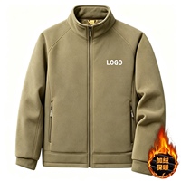 Veste zippée intégrale doublée polaire pour homme, col montant, chaude, softshell, avec logo personnalisé, poches zippées, vente en gros