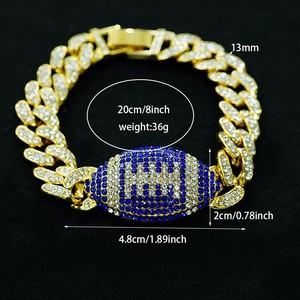 Hip Hop <b>Red</b> Rugby <b>Bracelet</b> Personality Men's Full Cuban Rugby <b>Bracelet</b> Tanjing Fashion Lijing Necklace - Product Image 2
