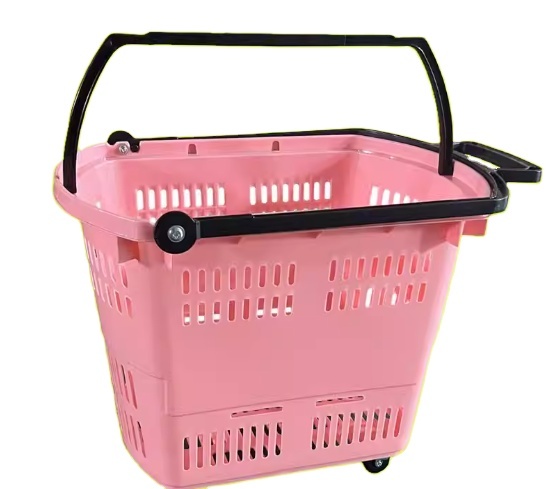 Stackable Plastic Shopping Baskets, Easy-Grip Handles for Grocery, Retail, Liquor Stores, Home Use