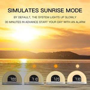 Hot Selling Smart Wake up Light Kids Adults Bedroom Sunrise Simulation Sound Table Clock Sunse Sunrise Alarm Clock OEM ODM - Product Image 2