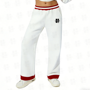 Pantalons de survêtement en molleton à jambe large, en coton épais, avec broderie personnalisée, style décontracté, vente en gros - Product Image 2