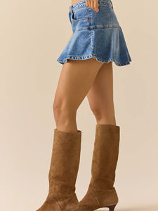 Jupe décontractée en jean taille empire, mini-short respirant, antistatique, teinture unie - Product Image 5