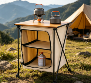US Ready Stock <strong>Camping</strong> Kitchen <strong>Storage</strong> Cabinet, Foldable Multifunctional Aluminum <strong>Table</strong> with <strong>Storage</strong>, Outdoor <strong>Camping</strong> Organizer - Product Image 1