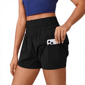 Shorts Deportivos de Cintura Alta para Mujer, Elásticos, de Secado Rápido, en Spandex/Poliéster, con Logotipo Personalizado en la Cintura - Product Image 1
