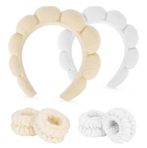 Set de Diademas Trenzadas Color Block con Pulseras, Diadema Suave de Felpa para Lavar la Cara, Maquillaje, Spa, Cuidado de la Piel, Regalo de 4 Piezas - Product Image 4