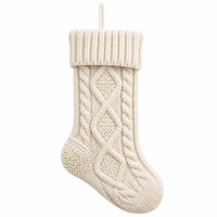 Chaussette de Noël personnalisée avec logo brodé, sac cadeau tricoté à suspendre, décoration de Noël Père Noël