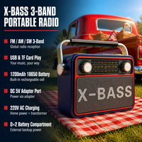 Radio rétro vintage avec logo personnalisé OEM, certifiée CE, 3 bandes FM AM SW, rechargeable, BT, USB, TF, MP3, vente en gros d'usine