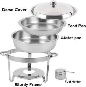 201 Stainless Steel Alcohol-<b>Fueled</b> Buffet Food Warmer 4.5L/8L Gold Silver Round <b>Chafing</b> Dish Hotel Restaurant - Product Image 3