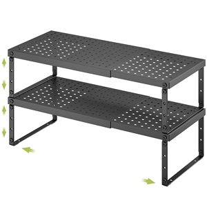Organizzatore Espandibile <span class=keywords><strong>per</strong></span> Armadio con Altezza Regolabile, Scaffale Impilabile <span class=keywords><strong>per</strong></span> Piano di Lavoro <span class=keywords><strong>Cucina</strong></span>, Rialzo Regolabile <span class=keywords><strong>per</strong></span> Ripiani - Product Image 1