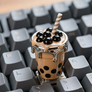 คีย์บอร์ดรูป<span class=keywords><strong>ชา</strong></span>นมไข่มุก3D ปรับแต่งได้หลากหลายสไตล์ความอยากอาหารปรับแต่งพวงกุญแจได้ - Product Image 3