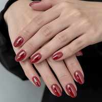 Faux ongles à presser réutilisables en ABS, style INS, courts, en forme d'amande, couleur unie, électroplaqués, vente en gros