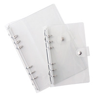 Tragbare durchsichtige PVC A5/A6 Notebook-Schale Tragbare leere nachfüllbare Binder abdeckung 6 Ringe Spiral schwarzer Druckknopf verschluss lose