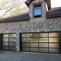 Porte de garage sectionnelle moderne LongTai 9x8 9x7 16x7 à vue complète en aluminium et verre trempé, prix porte de garage en plexiglas