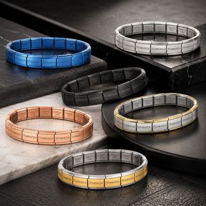 Bracelet <span class=keywords><strong>de</strong></span> couple anti-rouille, bijoux DIY, bracelet modulaire italien personnalisé, bracelet élastique à assemblage libre - Product Image 1