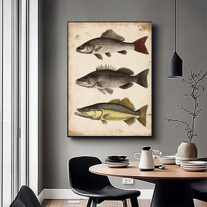Salle à manger décor mer côtière affiches toile <span class=keywords><strong>peinture</strong></span> mur Animal impression Vintage pêche Art Mural - Product Image 4