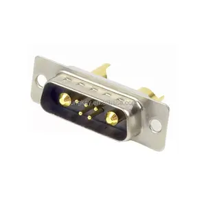 Yüksek güç D-SUB 7W2 erkek konnektör fincan pin tipi düz kablo için altın iğne yüksek akım lehim 7W2 konektörü