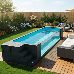 Outdoor Luxury Above Ground Fiberglass Portable Swimming Pool with Mosaic Ceramic Tile Design container pool - Product Image 2