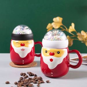 Creative Cartoon Santa Claus Ceramic Mug Lid Spoon-Portable Tea/Coffee <b>Cup</b> Personalized Christmas Gift Father's Day Graduation - Product Image 1