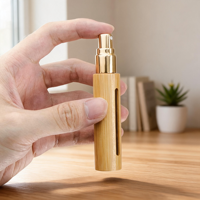 Atomiseur de parfum miniature écologique rechargeable en bambou avec vaporisateur et bouchons à vis, idéal pour les voyages, les fêtes, le bureau
