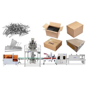 Full Automatic Nails Bolts Metal Parts Metal Pipe Weighing Filing Machine with Carton box open and sealing wrapper machine