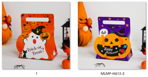 Подарочные коробки для конфет на Хэллоуин в виде тыквы и призрака, <span class=keywords><strong>2</strong></span> стиля, из переработанных материалов, с ручкой, ручной работы, с тиснением - Product Image 6