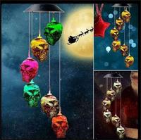 Lampu Taman LED Tenaga Surya Warna Putih Hangat untuk Halloween, Lonceng Angin Dekorasi Teras Luar Ruangan CRI80 30000 Jam IP65 Tahan Air Garansi 2 Tahun