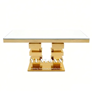 Vàng sang trọng thép không gỉ Wedding Bridal bảng bên bảng tiếp nhận VIP bàn ăn Bộ cho tổ chức sự kiện - Product Image 1