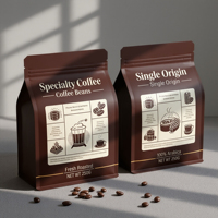 Sacs d'emballage pour café en aluminium, sachets hermétiques à fond plat avec valve unidirectionnelle pour grains de café et café moulu en gros