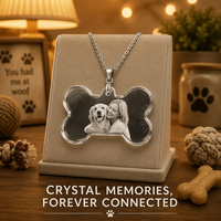 Collier en cristal personnalisé Neelpure R11 en forme d'os 2D et 3D avec portrait personnalisé et photo d'animaux de compagnie pour la commémoration des animaux et les amoureux des animaux