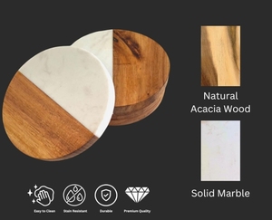 Almacén de EE. UU. Decoración para el hogar Calentamiento DE LA CASA Posavasos de madera de acacia y mármol para grabado láser Posavasos en blanco Regalos - Product Image 4