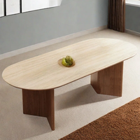 Table de salle à manger à cadre en bois MDF avec coin rectangulaire pour 6 à 8 places Table rectangulaire en MDF Excellente stabilité Table de couleur sable blanc