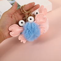 Porte-clés en peluche avec pompon, boule de crabe, boule de fourrure, boule de peluche