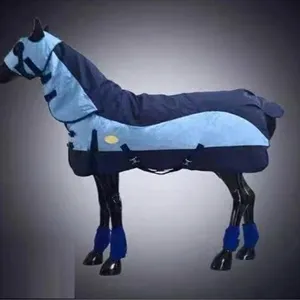 Lençol de cavalo com pescoço, cobertor respirável combinado para cavalo, conjunto de cobertor com cobertura para pescoço
