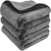 Serviette de nettoyage automobile en microfibre à boucles doubles torsadées 40x40cm 600GSM gris foncé, absorbante, pour séchage de peinture automobile et vitres