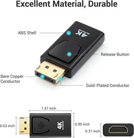 4K naar HDMI adapter, DP naar HDMI adapter mannelijk naar vrouwelijk verguld 2K 3D 60Hz voor HP, HDTV, projector, desktop etc.