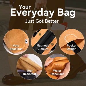 Bolsa de mano Tyvek recubierta de papel Dupont de tamaño mediano ecológica, bolsa de compras reutilizable fuerte y ligera - Product Image 4