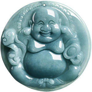 Bouddha en jadéite naturelle bleu eau, design original, style chinois, cadeau UNISEXE avec certificat d'évaluation FG87 - Product Image 5