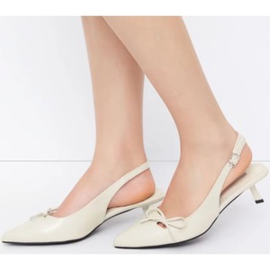 Fashion Causal Outdoor Pointed <b>Toe</b> Heeled Sandals Slingback with Buckle <b>Closed</b> <b>Toe</b> PU Upper with Bow Kitten <b>Heel</b> for Women - Product Image 3