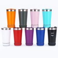 Hadiah Promosi Botol Tumbler Pintar Berinsulasi Vakum Stainless Steel 16oz dengan Speaker Musik Bluetooth dan Pembuka Botol