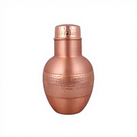 Bouteille d'eau en cuivre bicolore, design martelé, style vintage, portable, pour usage domestique