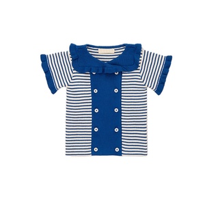 Suéter de Algodón para Niñas, Verano 2026, MP Segunda Ola, Nuevo <span class=keywords><strong>Estilo</strong></span> Casual, Camiseta de Punto a Rayas, Suave, Conjunto de Top - Product Image 5