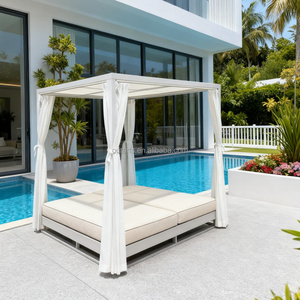 Chaise longue <span class=keywords><strong>de</strong></span> piscine extérieure, lit <span class=keywords><strong>de</strong></span> soleil <span class=keywords><strong>de</strong></span> patio, double chaise longue <span class=keywords><strong>avec</strong></span> couverture d'ombrage, lit <span class=keywords><strong>de</strong></span> jour <span class=keywords><strong>de</strong></span> <span class=keywords><strong>jardin</strong></span>, lit <span class=keywords><strong>de</strong></span> soleil en tissu d'aluminium, lit <span class=keywords><strong>de</strong></span> jour extérieur - Product Image 2