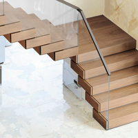 Marches d'escalier modernes en bois massif à monter soi-même, marches modulaires flottantes avec garde-corps pour projets résidentiels et commerciaux